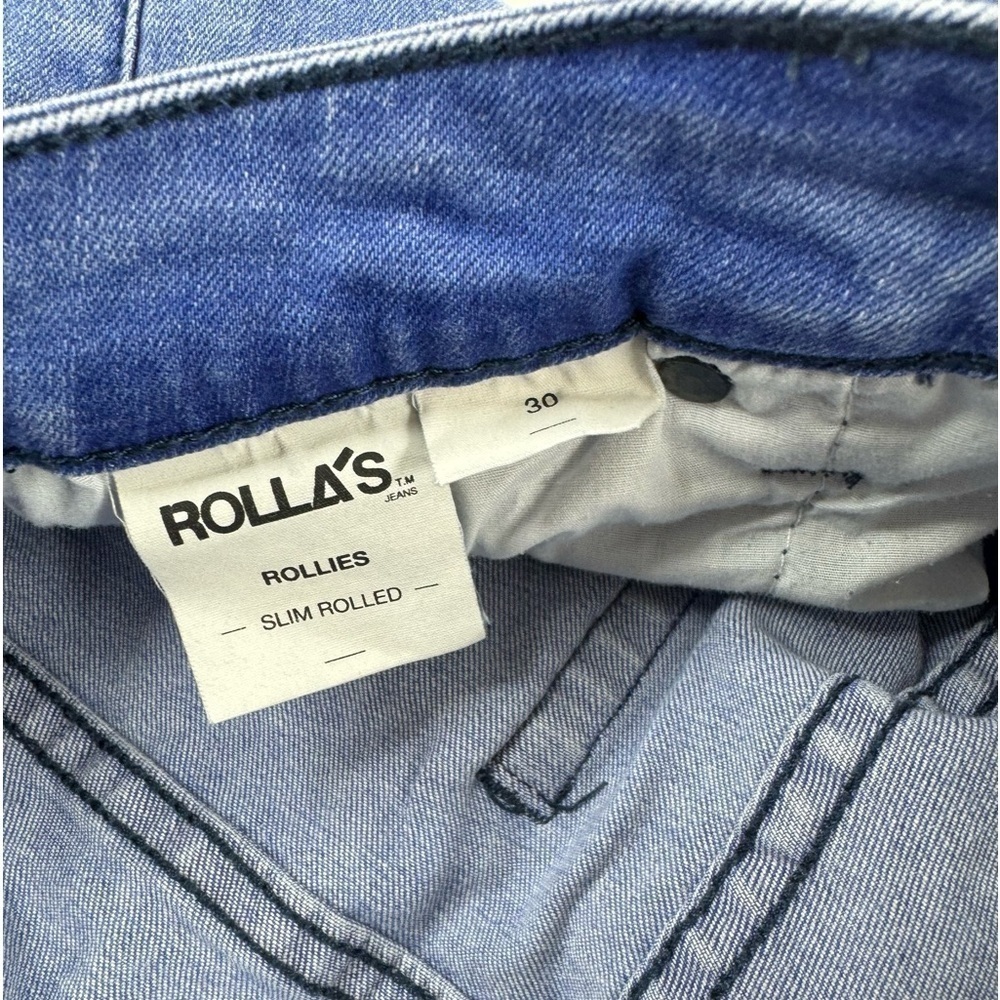 Rolla’s Slim Rollies Bold Blue Destroy Men Distressed Jeans Size 30 - Picture 5 of 14